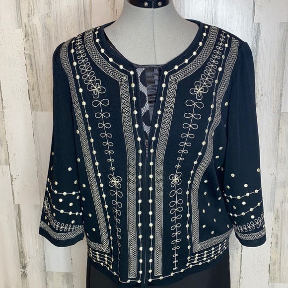 Ming Wang Tops - Ming Wang Zip front top size L